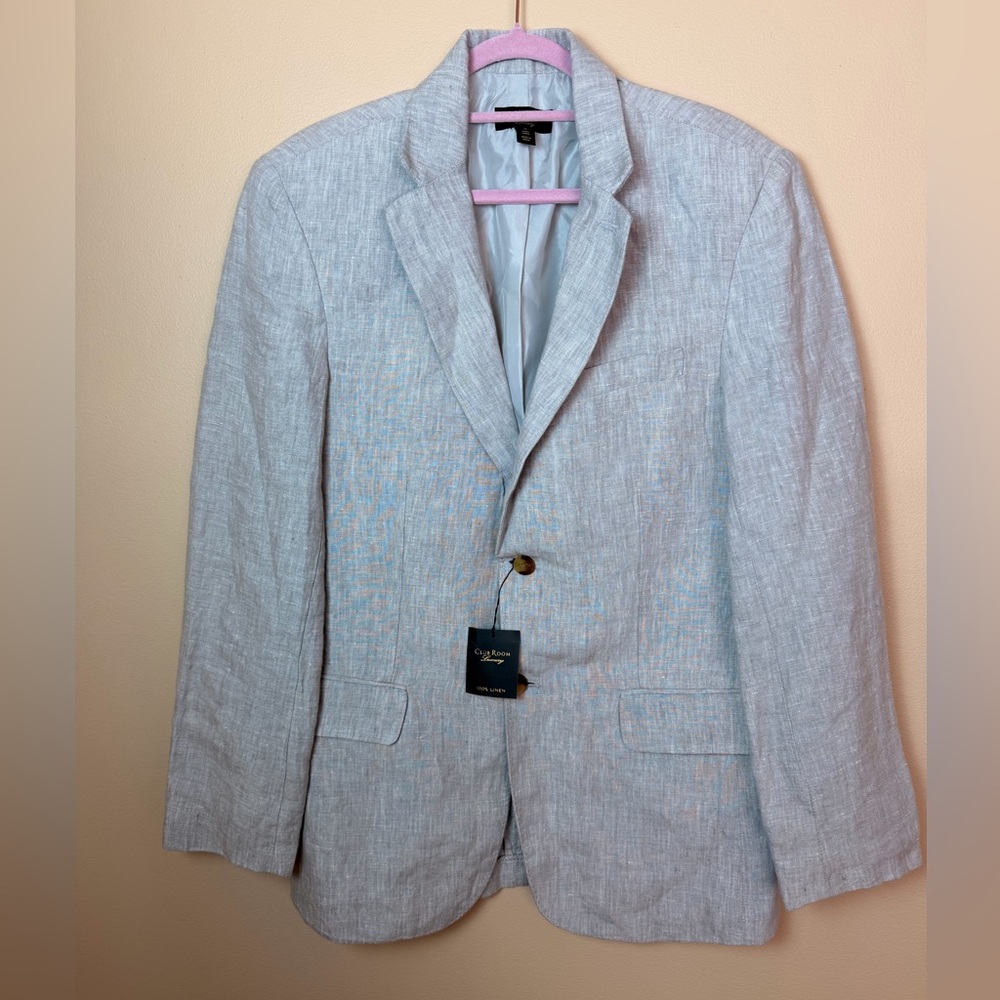 Club Room Men’s 100% Linen Blazer Light Gray Size Medium NWT Spring Resort